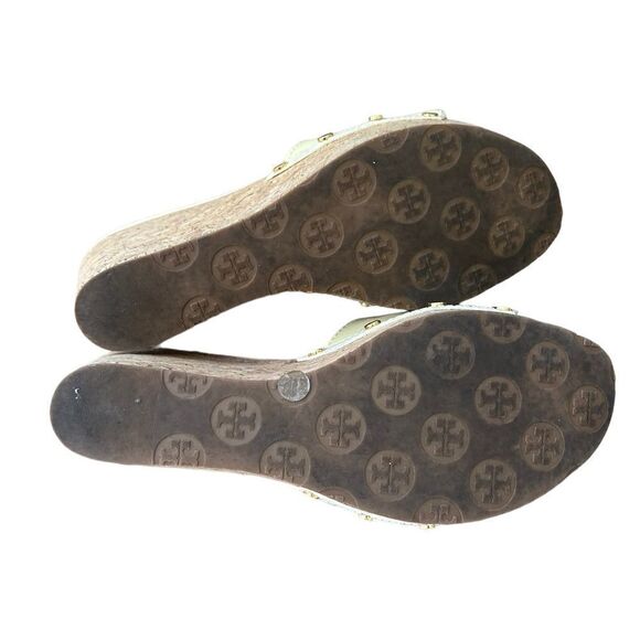 Tory Burch Patent Leather Cork Wedges - Picture 8 of 8